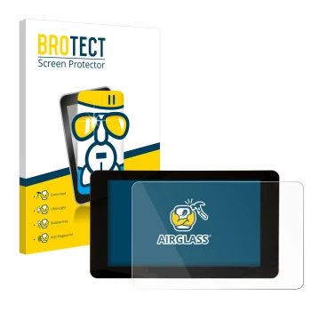 Parte frontal de un envase de producto con el logotipo de la marca BROTECT. Al lado se muestra el dispositivo Raspberry Pi Tou