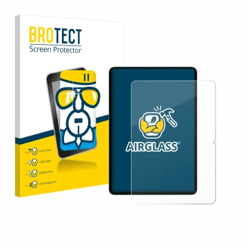 Parte frontal de un envase de producto con el logotipo de la marca BROTECT. Al lado se muestra el dispositivo Xiaomi Pad 7 con