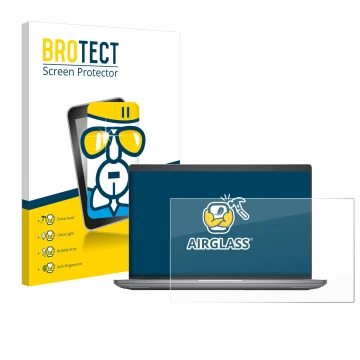 Parte frontal de un envase de producto con el logotipo de la marca BROTECT. Al lado se muestra el dispositivo Dell Precision 3