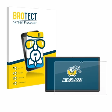 Parte frontal de un envase de producto con el logotipo de la marca BROTECT. Al lado se muestra el dispositivo Mediacom Azimut 