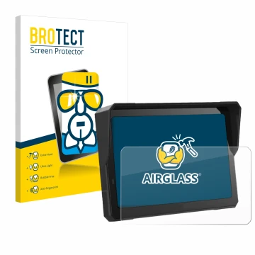 Parte frontal de un envase de producto con el logotipo de la marca BROTECT. Al lado se muestra el dispositivo Carpuride W702 P