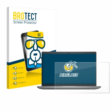 Parte frontal de un envase de producto con el logotipo de la marca BROTECT. Al lado se muestra el dispositivo Dell Latitude 54