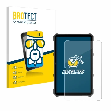 Parte frontal de un envase de producto con el logotipo de la marca BROTECT. Al lado se muestra el dispositivo Ulefone Armor Pa