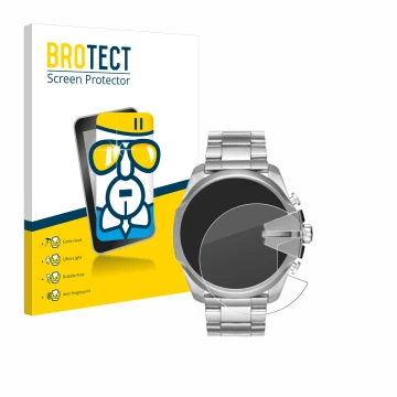 Parte frontal de un envase de producto con el logotipo de la marca BROTECT. Al lado se muestra el dispositivo Diesel Mega Chie