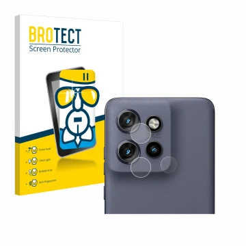 Parte frontal de un envase de producto con el logotipo de la marca BROTECT. Al lado se muestra el dispositivo Motorola Edge 50