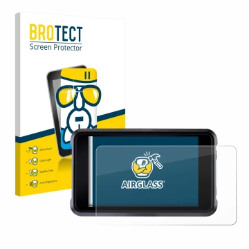 Parte frontal de un envase de producto con el logotipo de la marca BROTECT. Al lado se muestra el dispositivo Atomos Shogun Cl