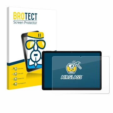 Parte frontal de un envase de producto con el logotipo de la marca BROTECT. Al lado se muestra el dispositivo Doogee U11 con s