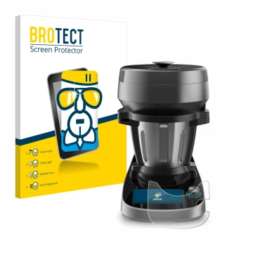 Parte frontal de un envase de producto con el logotipo de la marca BROTECT. Al lado se muestra el dispositivo Cecotec Mambo Vi