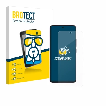 Parte frontal de un envase de producto con el logotipo de la marca BROTECT. Al lado se muestra el dispositivo Xiaomi Poco M7 P