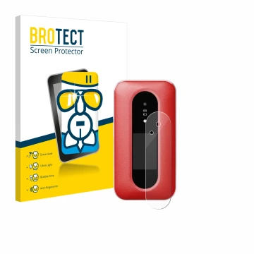 Parte frontal de un envase de producto con el logotipo de la marca BROTECT. Al lado se muestra el dispositivo Doro Leva L30 (P