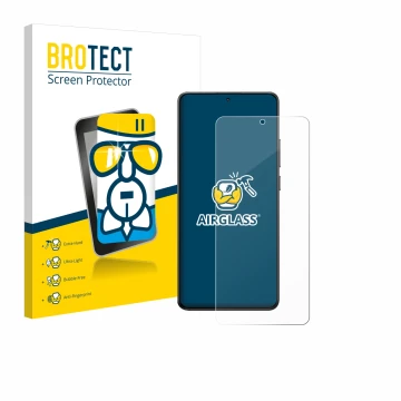 Parte frontal de un envase de producto con el logotipo de la marca BROTECT. Al lado se muestra el dispositivo Xiaomi Poco X7 P