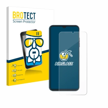 Parte frontal de un envase de producto con el logotipo de la marca BROTECT. Al lado se muestra el dispositivo Hotwav Note 13 P