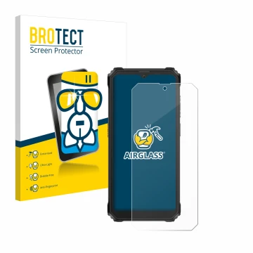 Parte frontal de un envase de producto con el logotipo de la marca BROTECT. Al lado se muestra el dispositivo Blackview BV6200