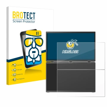 Parte frontal de un envase de producto con el logotipo de la marca BROTECT. Al lado se muestra el dispositivo Uperfect UStatio