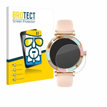 Parte frontal de un envase de producto con el logotipo de la marca BROTECT. Al lado se muestra el dispositivo Braidol Smartwat