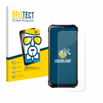 Parte frontal de un envase de producto con el logotipo de la marca BROTECT. Al lado se muestra el dispositivo Hotwav T7S con s