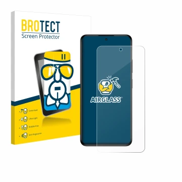 Parte frontal de un envase de producto con el logotipo de la marca BROTECT. Al lado se muestra el dispositivo myPhone N23 Plus