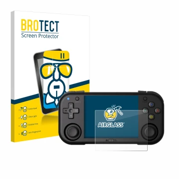 Parte frontal de un envase de producto con el logotipo de la marca BROTECT. Al lado se muestra el dispositivo Magicx Mini Zero