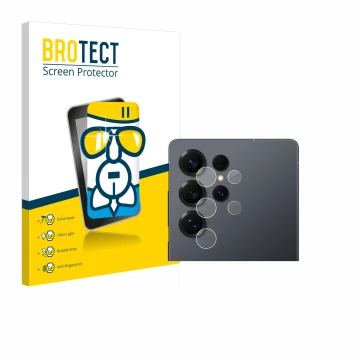 Parte frontal de un envase de producto con el logotipo de la marca BROTECT. Al lado se muestra el dispositivo Samsung Galaxy S