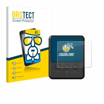 Parte frontal de un envase de producto con el logotipo de la marca BROTECT. Al lado se muestra el dispositivo ISDT 608PD con s