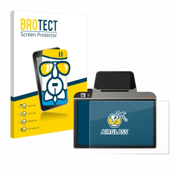 Parte frontal de un envase de producto con el logotipo de la marca BROTECT. Al lado se muestra el dispositivo Sunmi D3 Mini co