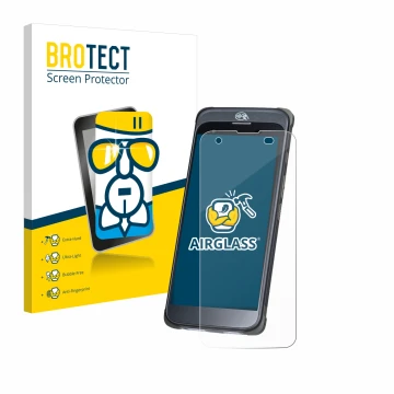 Parte frontal de un envase de producto con el logotipo de la marca BROTECT. Al lado se muestra el dispositivo Orderman 10 con 