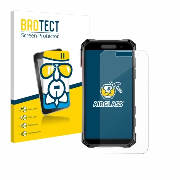 Parte frontal de un envase de producto con el logotipo de la marca BROTECT. Al lado se muestra el dispositivo Soyes S10 Max co