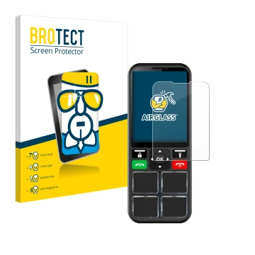 Parte frontal de un envase de producto con el logotipo de la marca BROTECT. Al lado se muestra el dispositivo Geemarc CL8000 c