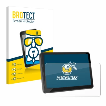 Parte frontal de un envase de producto con el logotipo de la marca BROTECT. Al lado se muestra el dispositivo Carpuride W712D 