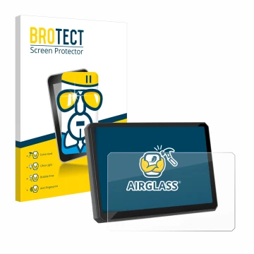 Parte frontal de un envase de producto con el logotipo de la marca BROTECT. Al lado se muestra el dispositivo Carpuride W502BS