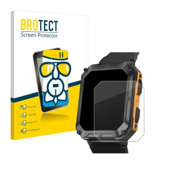 Parte frontal de un envase de producto con el logotipo de la marca BROTECT. Al lado se muestra el dispositivo Stahlgear Thor c