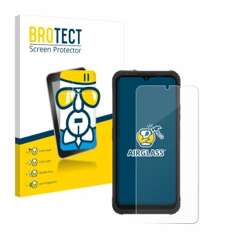 Parte frontal de un envase de producto con el logotipo de la marca BROTECT. Al lado se muestra el dispositivo AGM H Max con su