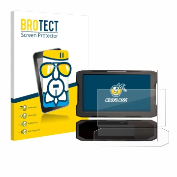 Parte frontal de un envase de producto con el logotipo de la marca BROTECT. Al lado se muestra el dispositivo Honda NT 1100 20