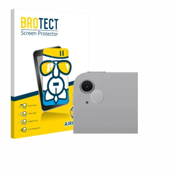 Parte frontal de un envase de producto con el logotipo de la marca BROTECT. Al lado se muestra el dispositivo Apple iPad Air 1