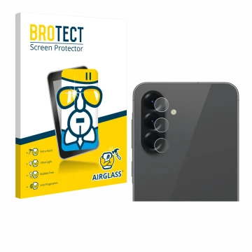 Parte frontal de un envase de producto con el logotipo de la marca BROTECT. Al lado se muestra el dispositivo Samsung Galaxy A