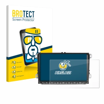 Parte frontal de un envase de producto con el logotipo de la marca BROTECT. Al lado se muestra el dispositivo Essgoo AR9002 co