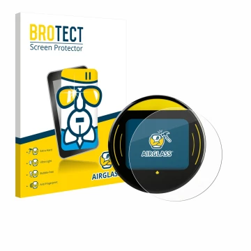 Parte frontal de un envase de producto con el logotipo de la marca BROTECT. Al lado se muestra el dispositivo Nayax Onyx con s