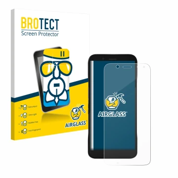 Parte frontal de un envase de producto con el logotipo de la marca BROTECT. Al lado se muestra el dispositivo Datalogic Memor 