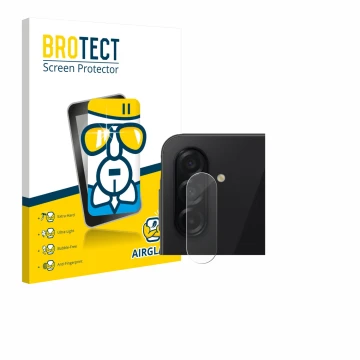 Parte frontal de un envase de producto con el logotipo de la marca BROTECT. Al lado se muestra el dispositivo Samsung Galaxy A