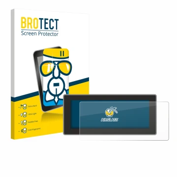 Parte frontal de un envase de producto con el logotipo de la marca BROTECT. Al lado se muestra el dispositivo Hyundai Inster X