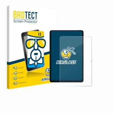 Parte frontal de un envase de producto con el logotipo de la marca BROTECT. Al lado se muestra el dispositivo Xiaomi POCO Pad 