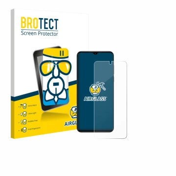 Parte frontal de un envase de producto con el logotipo de la marca BROTECT. Al lado se muestra el dispositivo ZTE Nubia Neo co