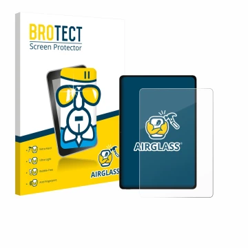 Parte frontal de un envase de producto con el logotipo de la marca BROTECT. Al lado se muestra el dispositivo Honor Pad V9 con