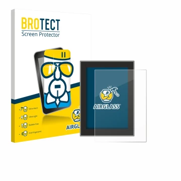 Parte frontal de un envase de producto con el logotipo de la marca BROTECT. Al lado se muestra el dispositivo Volvo S90 (2018–