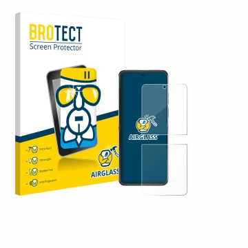 Parte frontal de un envase de producto con el logotipo de la marca BROTECT. Al lado se muestra el dispositivo Motorola Razr 60