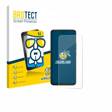 Parte frontal de un envase de producto con el logotipo de la marca BROTECT. Al lado se muestra el dispositivo TCL SE NxtPaper 