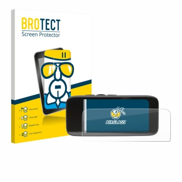 Parte frontal de un envase de producto con el logotipo de la marca BROTECT. Al lado se muestra el dispositivo Peterson StroboC