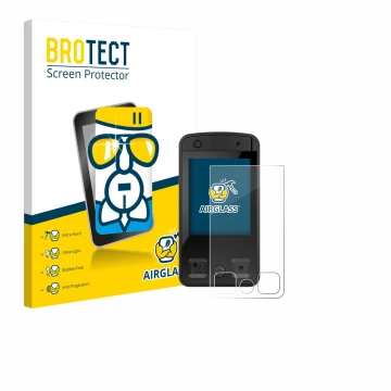 Parte frontal de un envase de producto con el logotipo de la marca BROTECT. Al lado se muestra el dispositivo Bosch Kiox 400C 