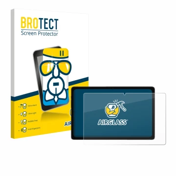 Parte frontal de un envase de producto con el logotipo de la marca BROTECT. Al lado se muestra el dispositivo ZTE Blade X10 II