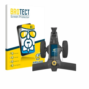 Parte frontal de un envase de producto con el logotipo de la marca BROTECT. Al lado se muestra el dispositivo PowaKaddy CT10 c